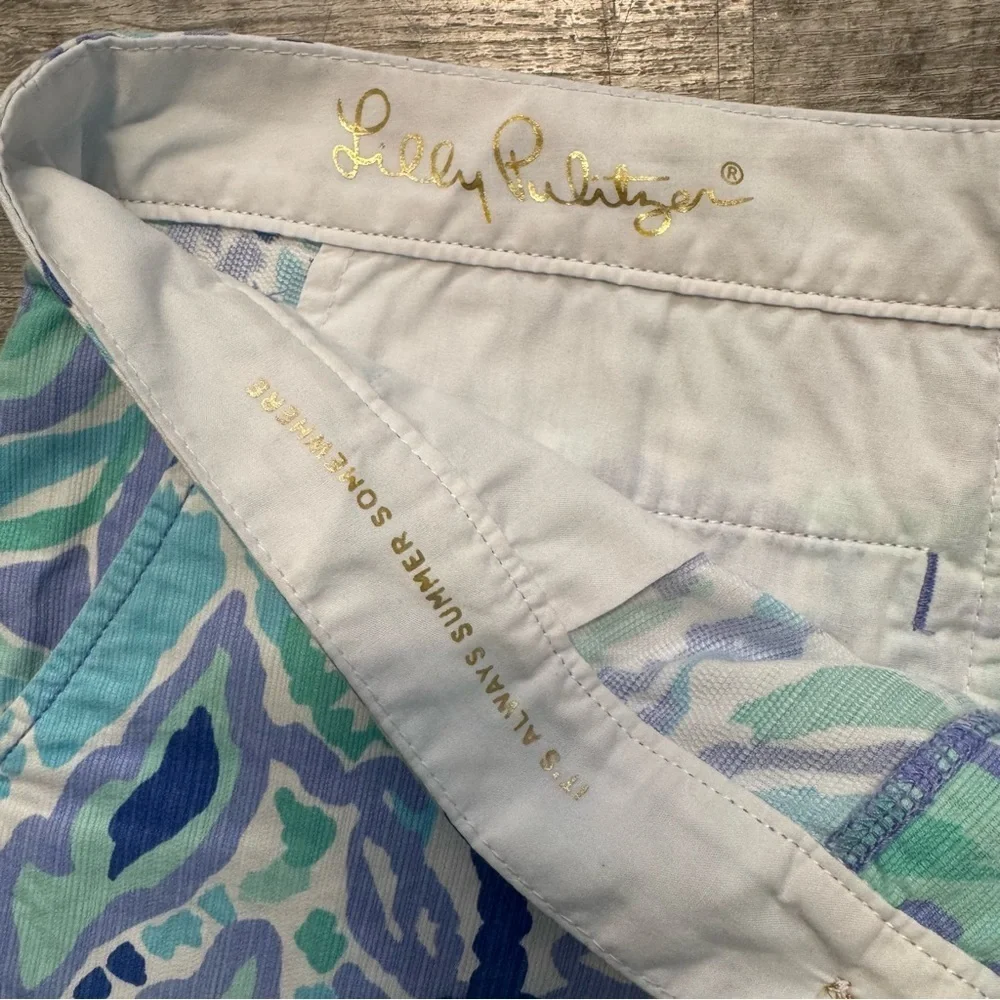Lilly Pulitzer The Buttercup Short Scallop Hem Blue Green Womens Sz. 4